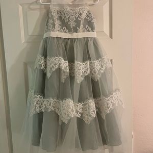 David’s Bridal flower girl dress; size 6 unaltered; sage green